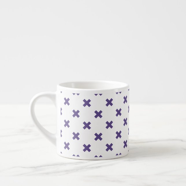 Tasse Expresso Traces croisées ultra violettes sur blanc (Gauche)