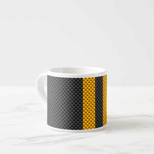 Tasse Expresso Traffic yellow racing stripes carbon style fiber (Devant gauche)