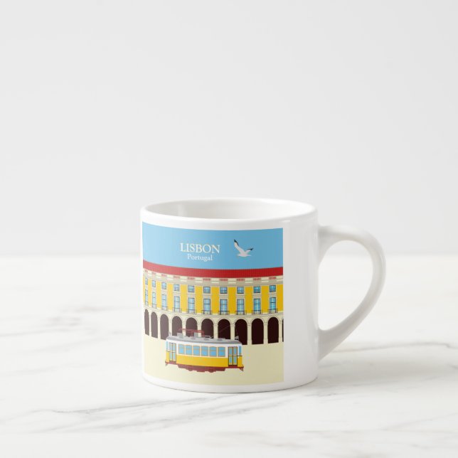 Tasse Expresso Tramway jaune de Lisbonne style vintage (Droite)