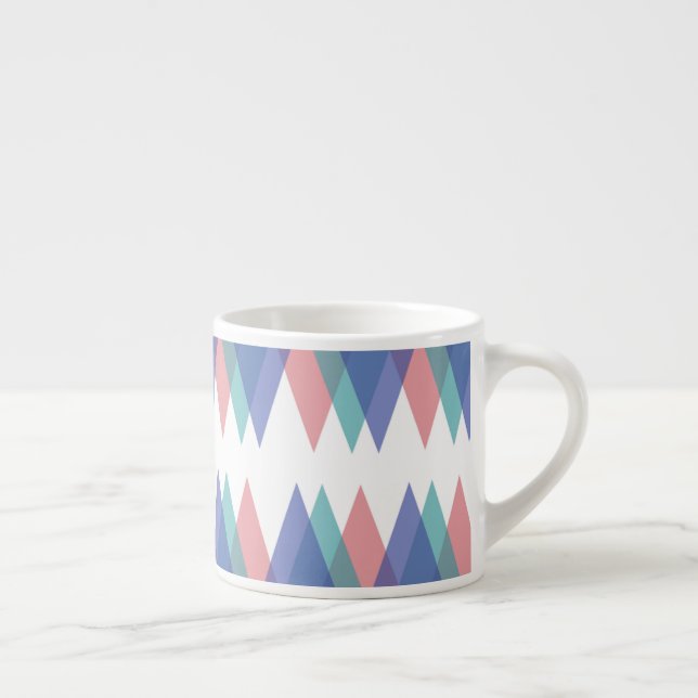 Tasse Expresso Triangles bleu et corail (Droite)
