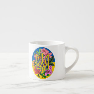 Tasse Expresso Trident ukrainien et drapeau de l'Ukraine avec des
