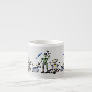 Tasse Expresso Trio de robots mignons et heureux dessin animé