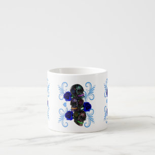 Tasse Expresso Triple Jour Noir Des Crânes Morts Roses Bleus