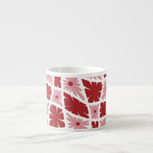 Tasse Expresso Trippy super 60s Flower Checks Rouge rose