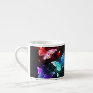 Tasse Expresso Trois papillons lumineux sur fond de nuit