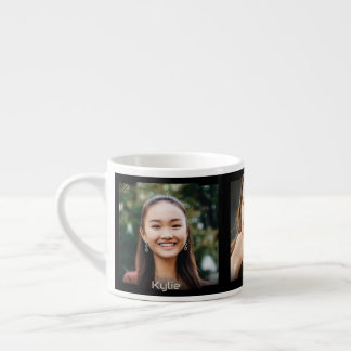 Tasse Expresso Trois photos et nom, cadre Sci-Fi noir