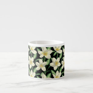 Tasse Expresso Tropical continu motif fleurs blanches feuille ver