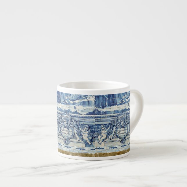 Tasse Expresso Tuiles murales portugaises bleues et blanches avec (Devant droit)