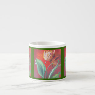 Tasse Expresso Tulipes artistiques rouges et jaunes