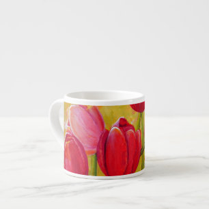 Tasse Expresso Tulipes roses et rouges Peinture de la vie