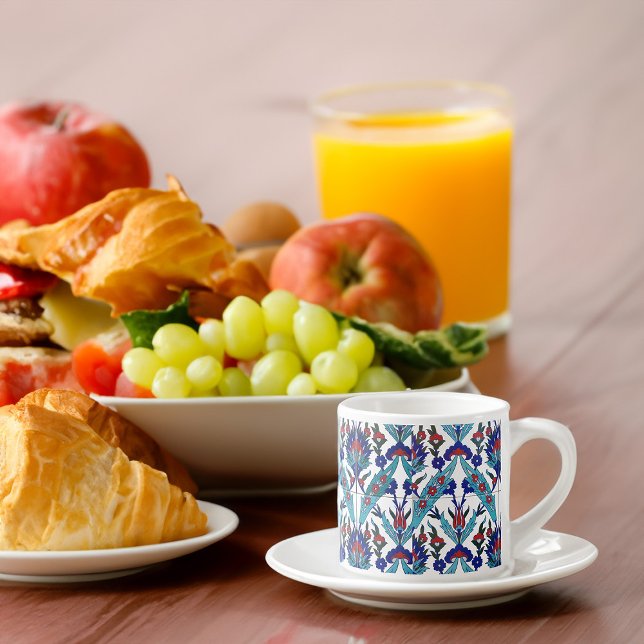 Tasse Expresso Turc Iznik modèle Floral Bridesmaid Cadeau (Turkish Iznik Floral Pattern Bridesmaid Gift Espresso Cup Breakfast Table)