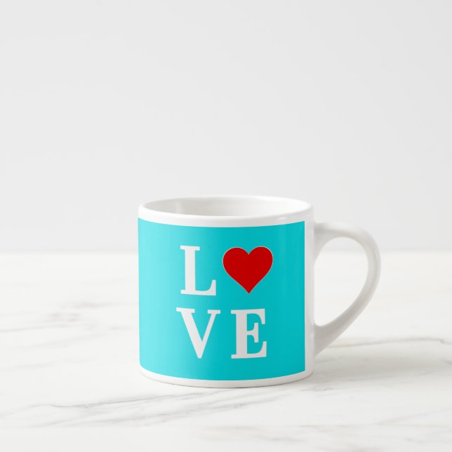 Tasse Expresso Turquoise Bleu AMOUR Moderne (Droite)