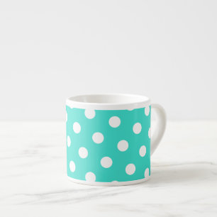Tasse Expresso Turquoise et pois blancs