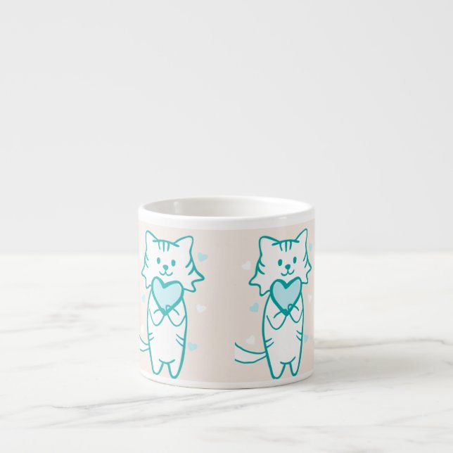 Tasse Expresso Turquoise Kitty (Devant)