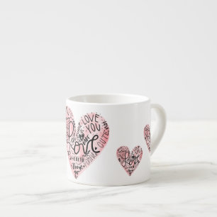 Tasse Expresso Typographie de l'amour romantique Cœur