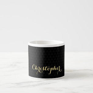 Tasse Expresso Typographie moderne tendance noir élégant Faux Or