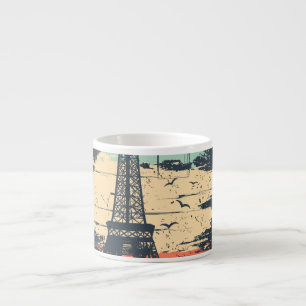 Tasse Expresso Typographie parisienne : affiche Eiffel abstraite.
