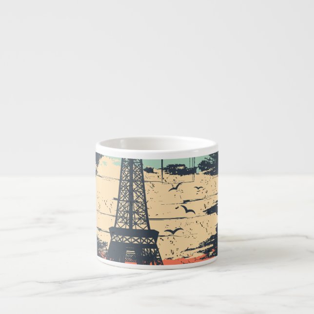 Tasse Expresso Typographie parisienne : affiche Eiffel abstraite. (Devant)