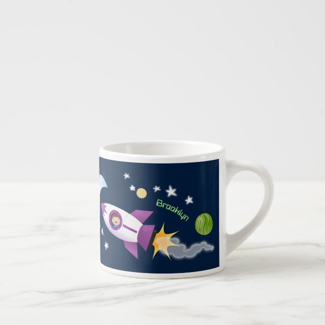 Tasse Expresso Un adorable vaisseau-fusée dans l'espace dessin an (Droite)
