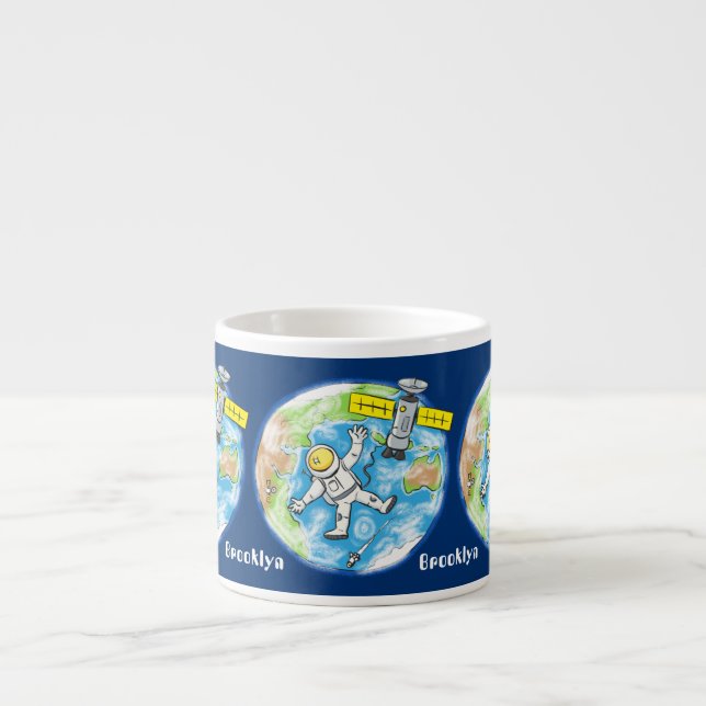 Tasse Expresso Un astronaute amusant dans l'espace et la bande de (Devant)