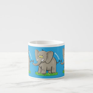 Tasse Expresso Un joli éléphant drôle avec un oiseau sur le tronc
