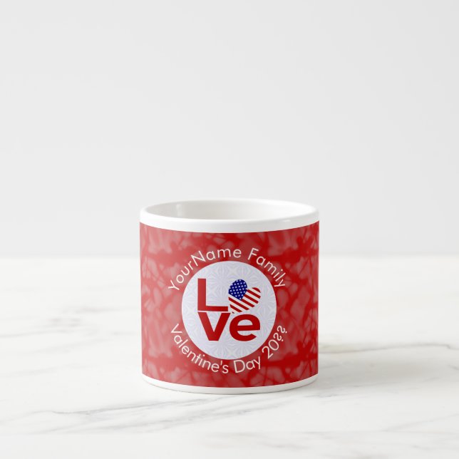 Tasse Expresso USA Flag Heart Red LOVE (Devant)