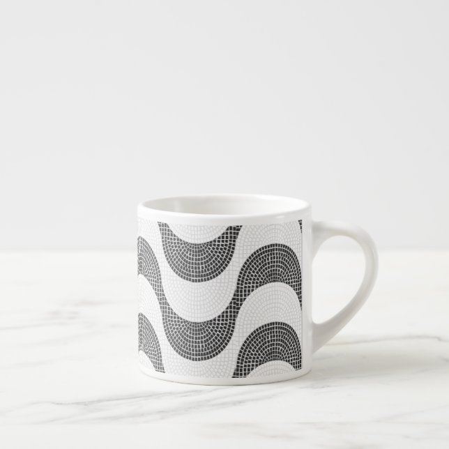 Tasse Expresso vagues noires et blanches en pavé portugais (Droite)