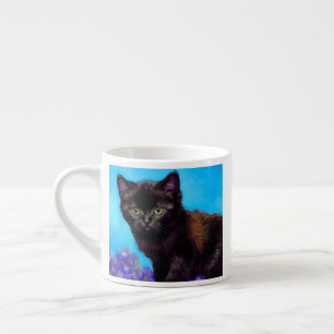 Tasse Expresso Van Gogh Chat et fleurs