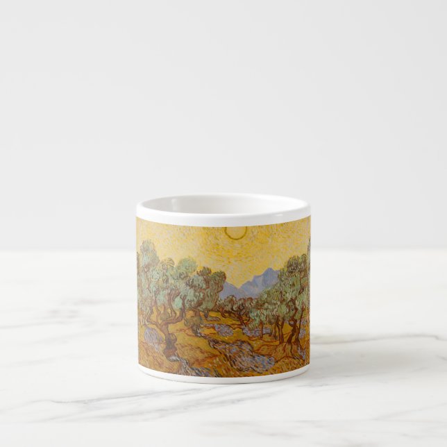 Tasse Expresso Van Gogh Olive Trees Soleil Jaune Ciel (Devant)