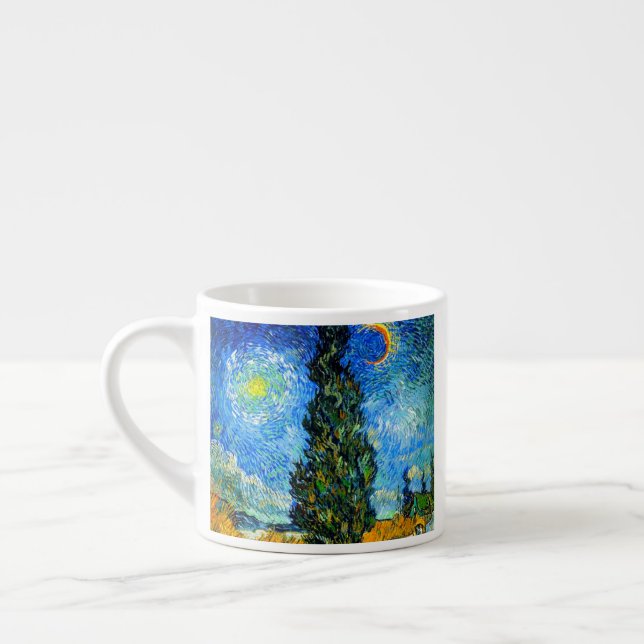 Tasse Expresso Van Gogh Road avec Cypress et Star (Gauche)