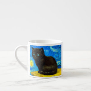 Tasse Expresso Van Gogh Style Starry Night Cat