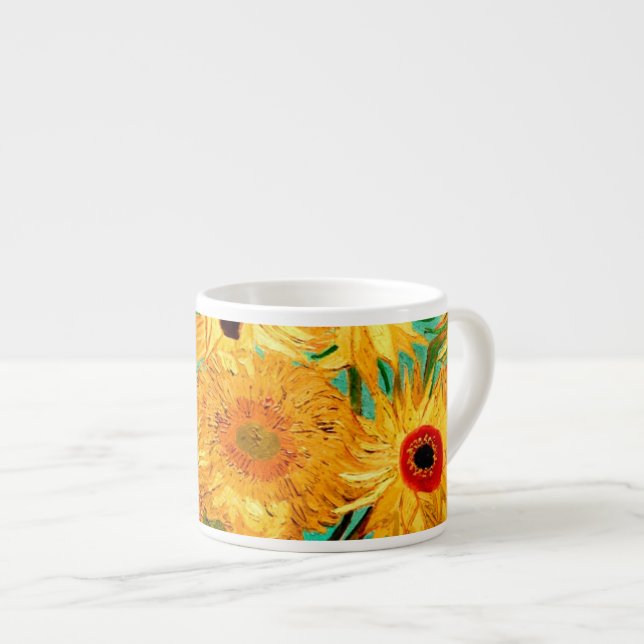 Tasse Expresso Van Gogh Sunflowers (F455) Art Vintage (Devant droit)