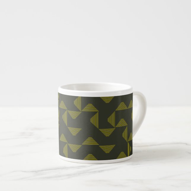 Tasse Expresso Vert, cool, unique, triangles tendance motif (Devant droit)