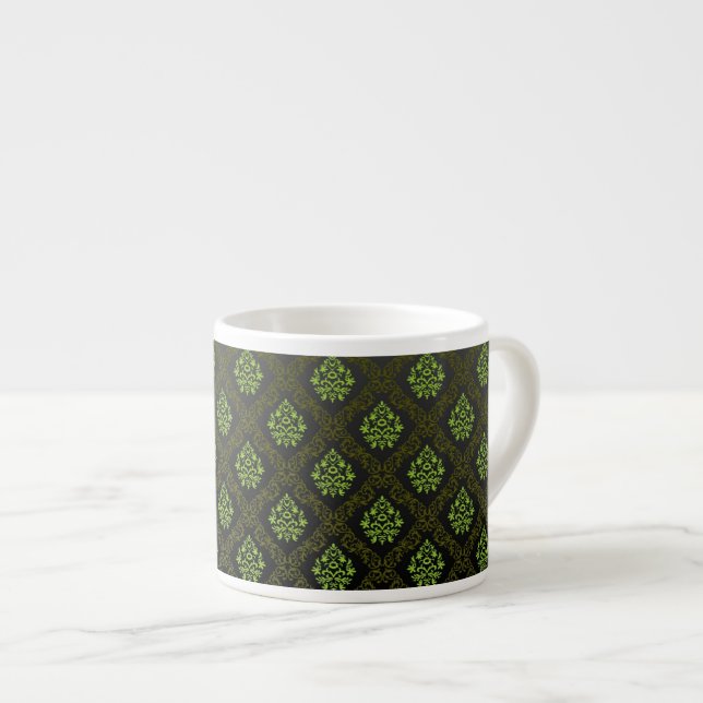 Tasse Expresso Vert floral de papier peint (Devant droit)