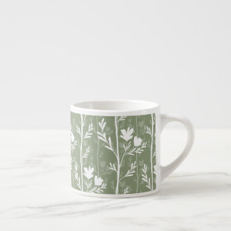 Tasse Expresso Vert sauge Silhouette florale botanique calme