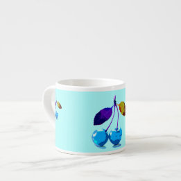 Tasse Expresso Vibrant Bleu clair Cerises Pop Art