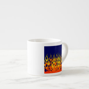 Tasse Expresso Vibrant Racing Flames on Navy Blue