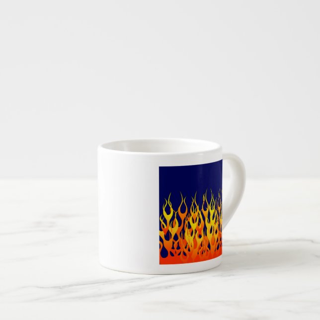 Tasse Expresso Vibrant Racing Flames on Navy Blue (Devant droit)