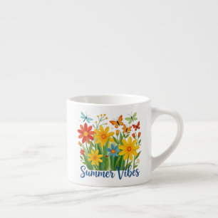 Tasse Expresso Vibrations d'été Floral avec Papillons