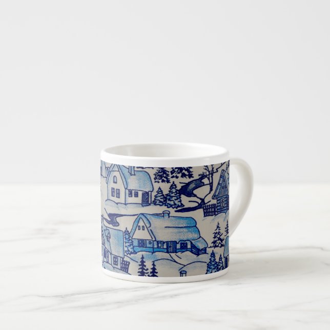 Tasse Expresso Vintage Blue Christmas Village (Devant droit)