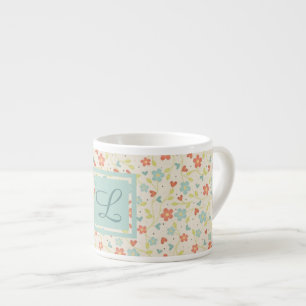 Tasse Expresso Vintage Printemps clair Joli Monogramme Floral