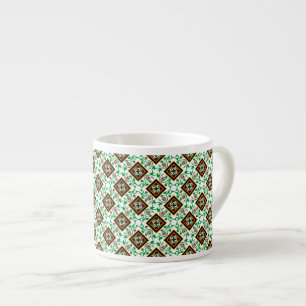 Tasse Expresso Vintage Rouge Vert Blanc Barcelone Motif Floral