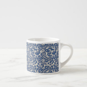 Tasse Expresso Vintage William Morris Motif Floral Bleu Blanc