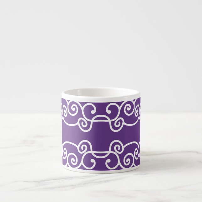 Tasse Expresso Violet avec rouleaux blancs (Devant)