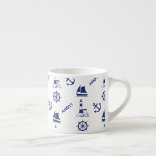 Tasse Expresso Voile Motif illustratif Marine Bleu+Blanc