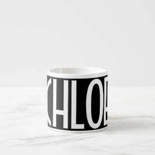 Tasse Expresso Votre nom, texte blanc gras Noir