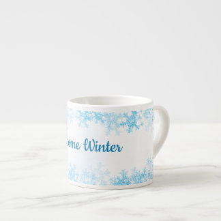 Tasse Expresso Welcome Winter, white blue ice crystals