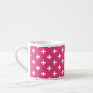 Tasse Expresso White polka crosses on fuchsia