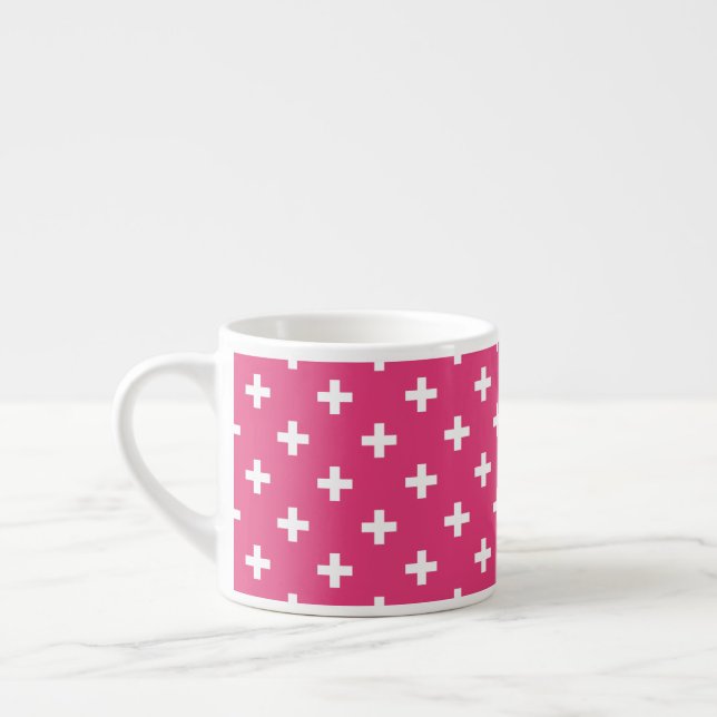 Tasse Expresso White polka crosses on fuchsia (Gauche)