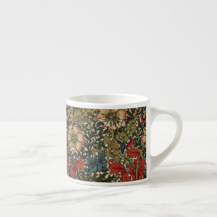 Tasse Expresso William Morris Élégant motif floral rouge vert